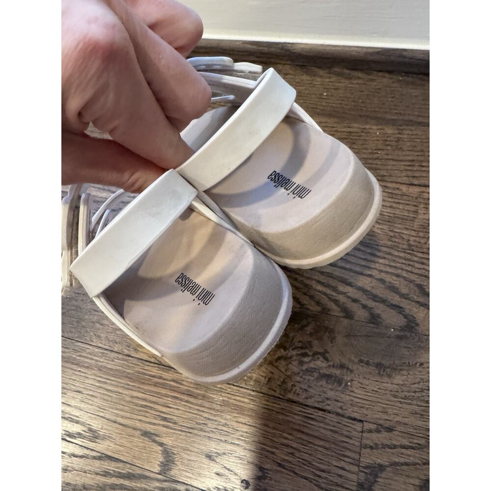 Mini Melissa White and Tan Kids Buckle Sandals - Picture 9 of 15